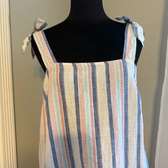 Crown & Ivy Linen Multicolor Striped Dress NWT Size M - Picture 2 of 9